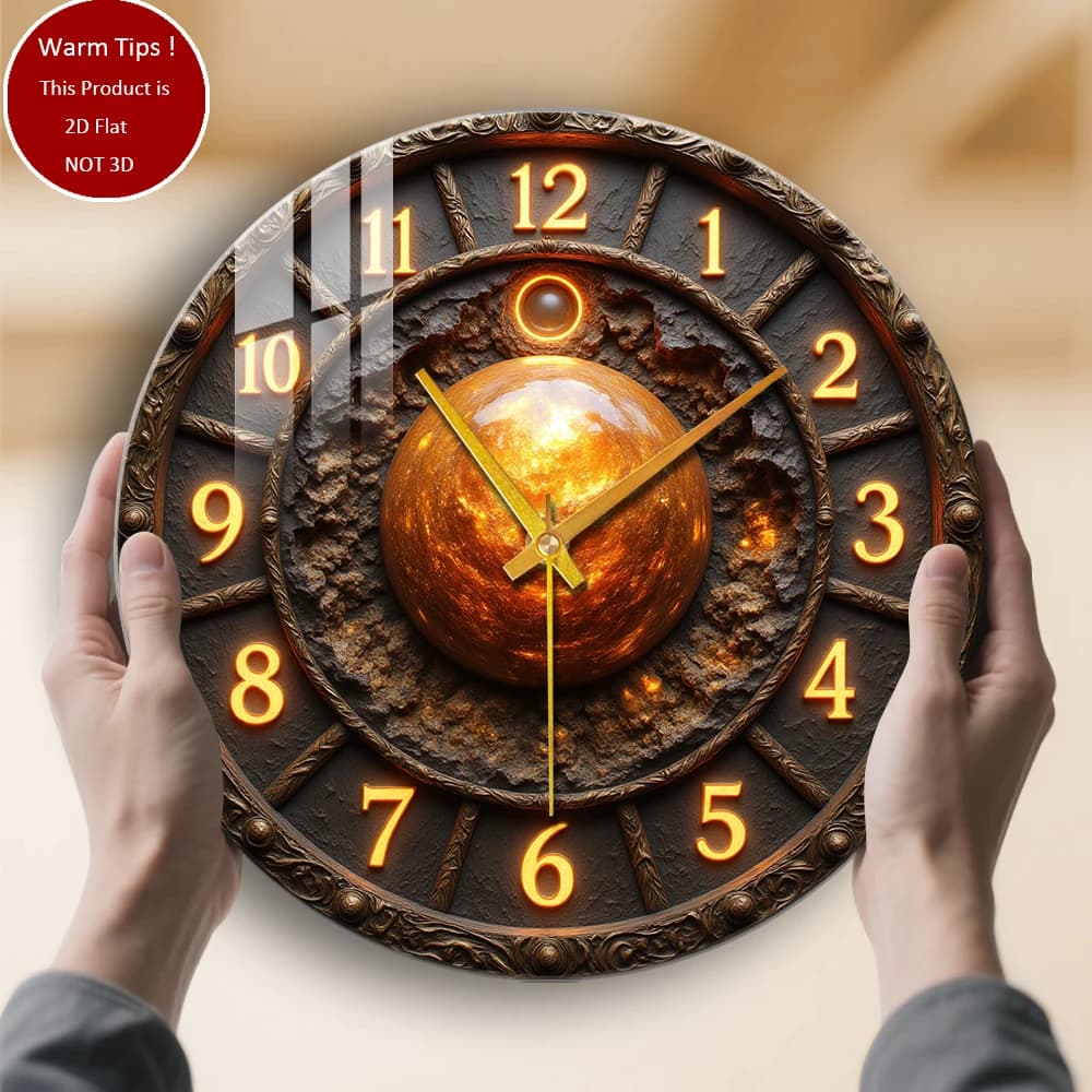 Tempered Glass Wall Clock Antique watch with light ball suitable for wall decorations or table display anywhere
