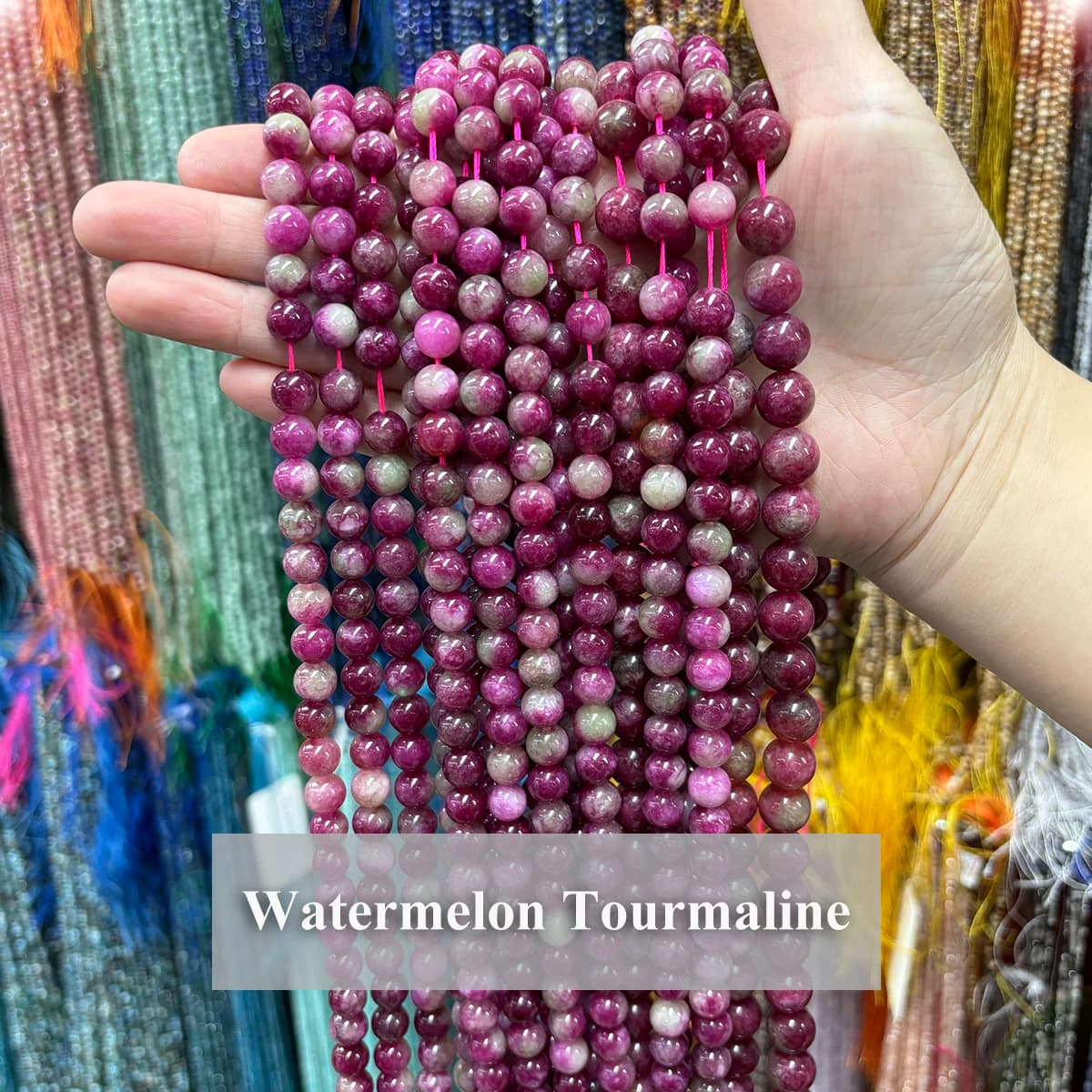 Natural Watermelon Tourmaline Beads 6 8 10mm Round Loose Beads for Jewelry Making DIY Bracelet Necklace New Jewelry Accessories
