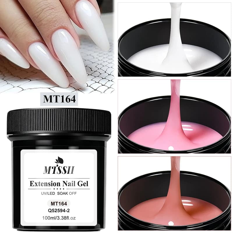 100ml Trasparente Bianco Rosa Estensione Gel per unghie UV LED Costruttore curato Gel per unghie Acrilico Francese Nail Art Semi Permanente Gel UV Vernice