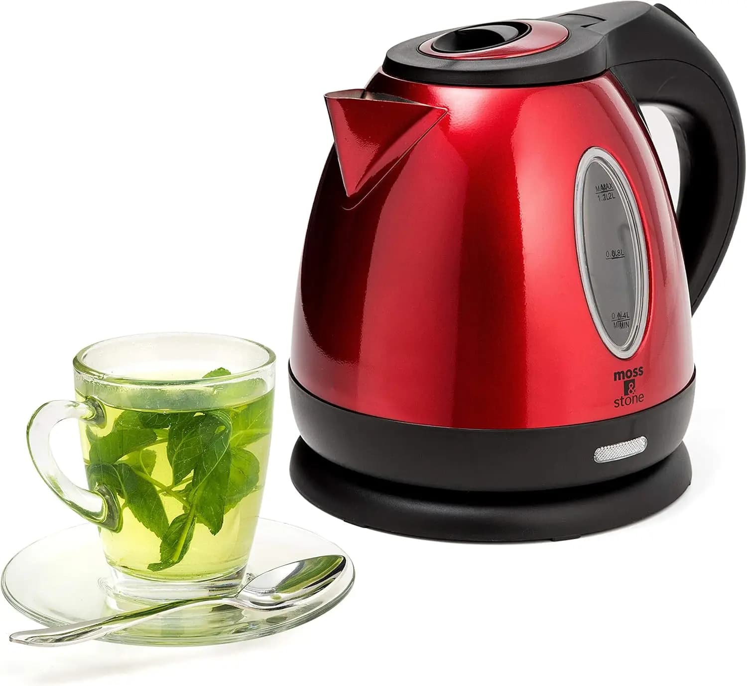 1.2 litre stainless steel electric kettle, wireless quick boiling red pot with automatic shutdown and dry protection