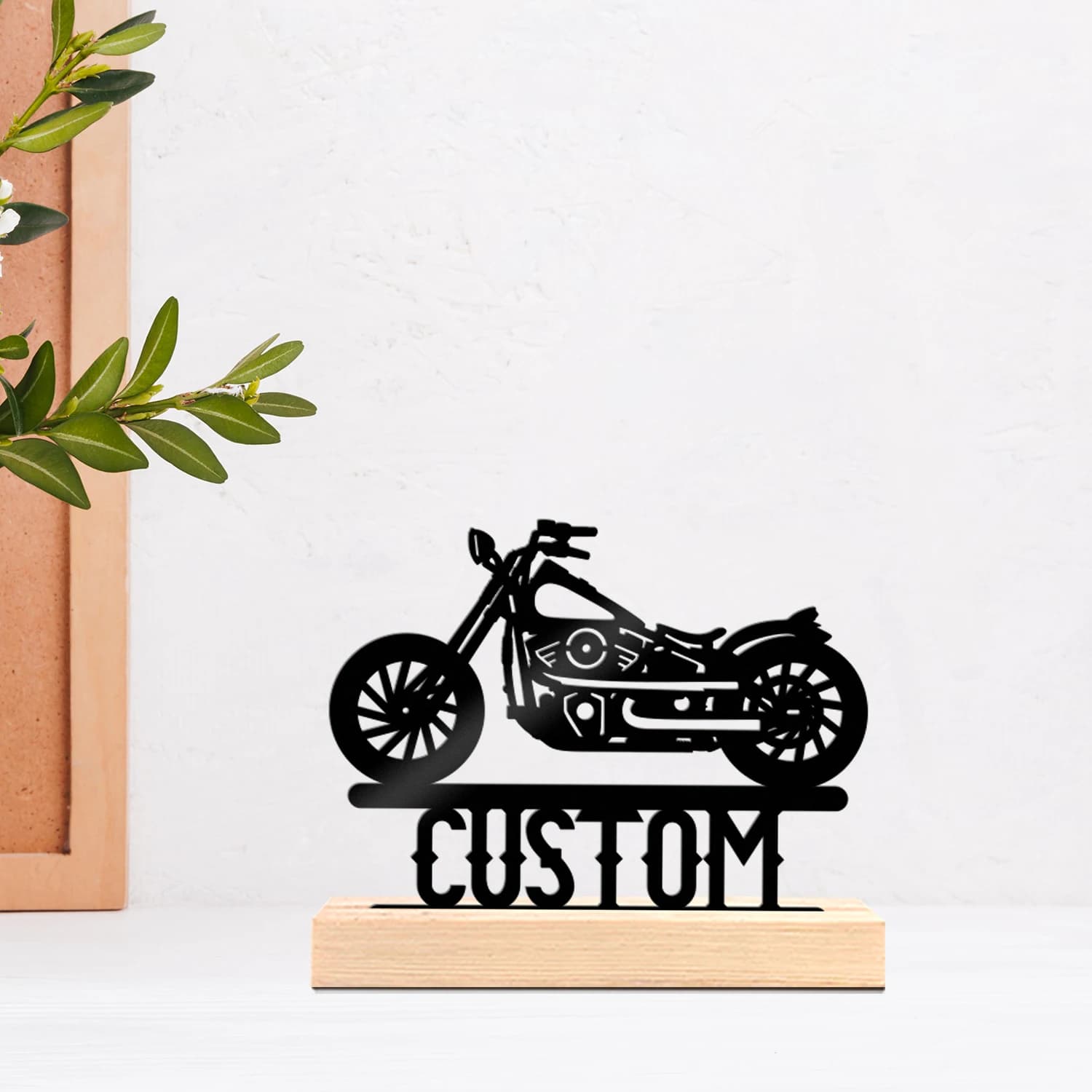 1pc Personalized Metal Artwork Custom Name Equipped with Wooden Base Home or Office Decorations