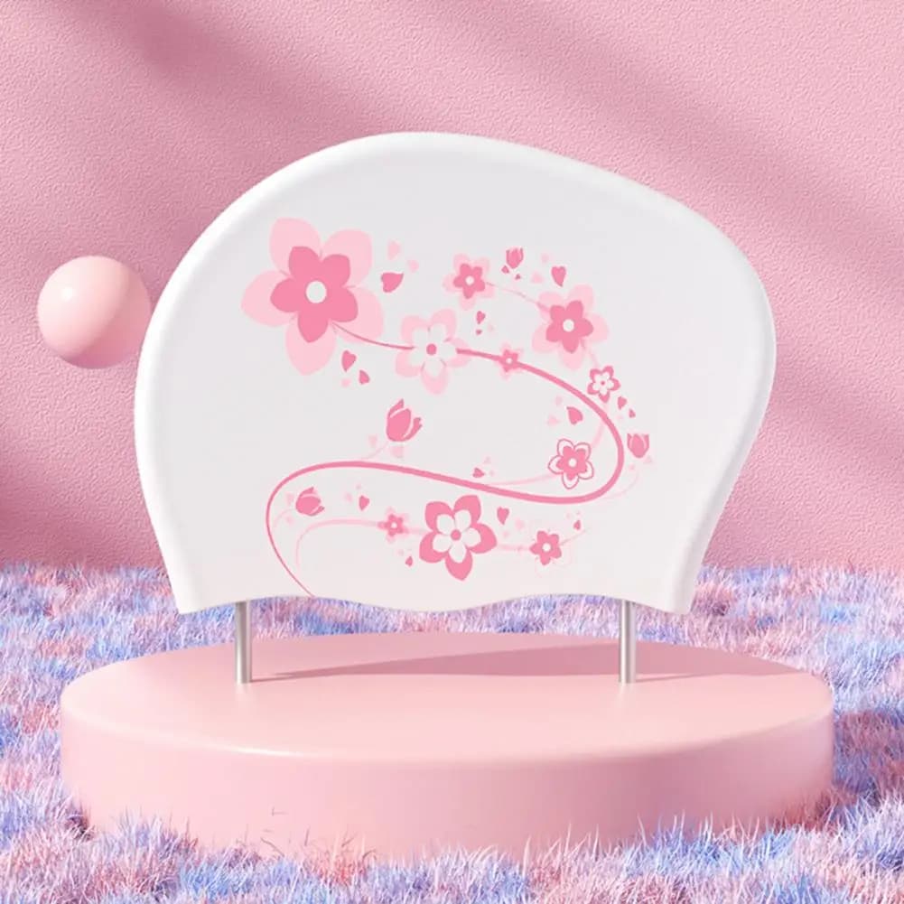 Swim Hat Floral Print Waterproof Silicone Swim Cap for Women Girls Elastic Ear Protection Swimming Hat Long Hair Sports Pool Hat