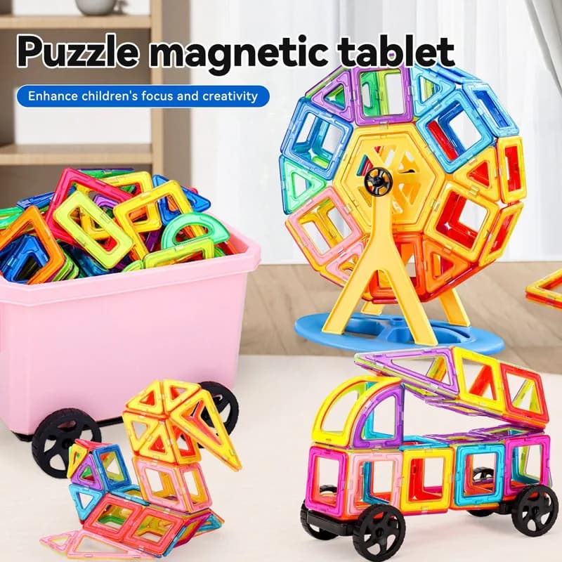 20-200pcs Medium Size Magnetic Building Blocks DIY Magnet Tiles Designer Model Construction Set STEM Educational Sensory Toys