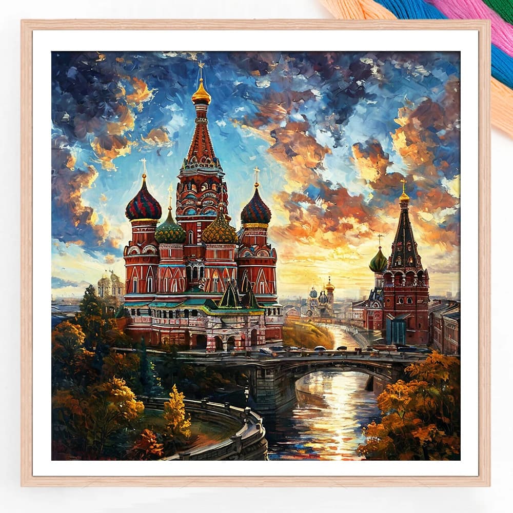 DIY Printed Cross Stitch Kit Sunset Church Riverside Landscape New Arrival Needlework 11ct Embroidery Home Decoration