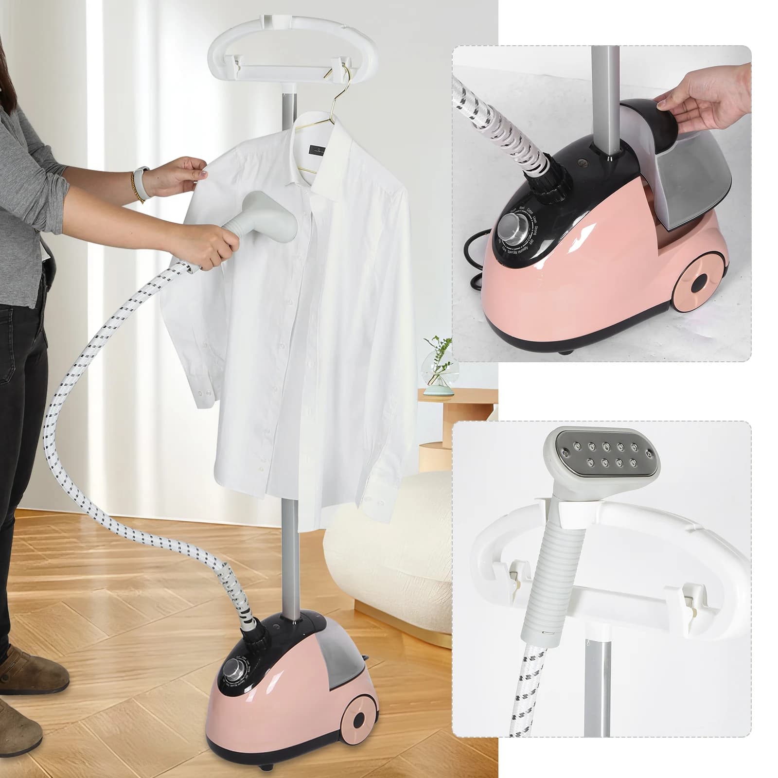 Steamer for Clothes Flat and Hanging Ironing Vertical Clothes Steamer with 11 Ironing Modes Fabric Steamer