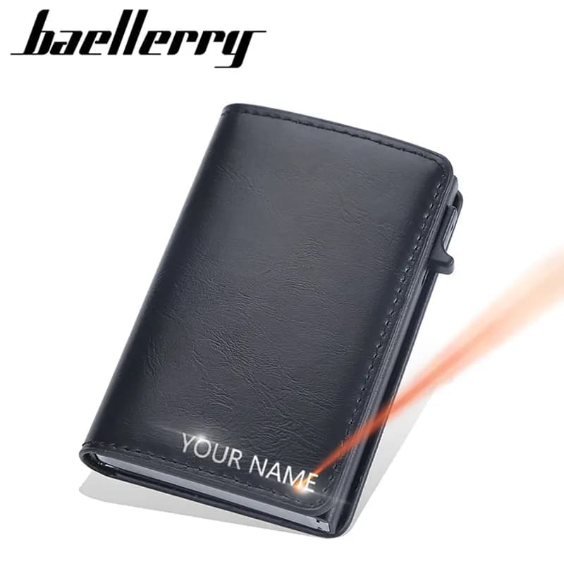 Nuovo Portafoglio Mini Baellerry RFID per Uomo, Porta Carte Personalizzabile, Portamonete Corto Maschile di Lusso, Portacarte Sottile