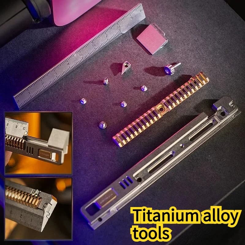 NEW Multifunctional CNC Titanium Alloy Ruler Creative Stretchable Caliper Metal Toy Outdoor Portable Survival EDC Tool