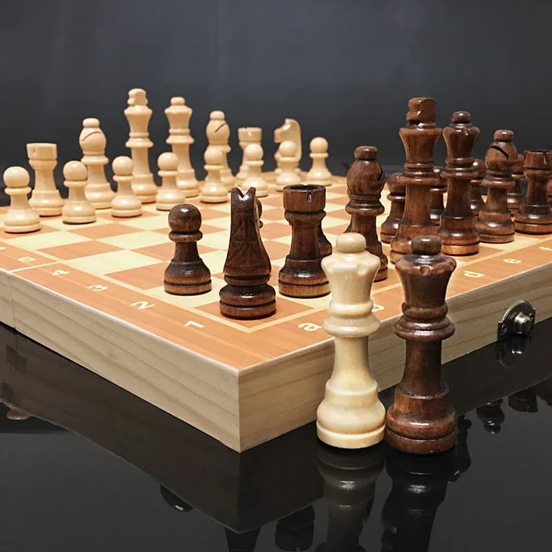 Set di scacchi in legno 3 in 1, gioco di scacchi di dama Backgammon, gioco da tavolo per scacchi di famiglia, 32 scacchi di legno di grandi dimensioni
