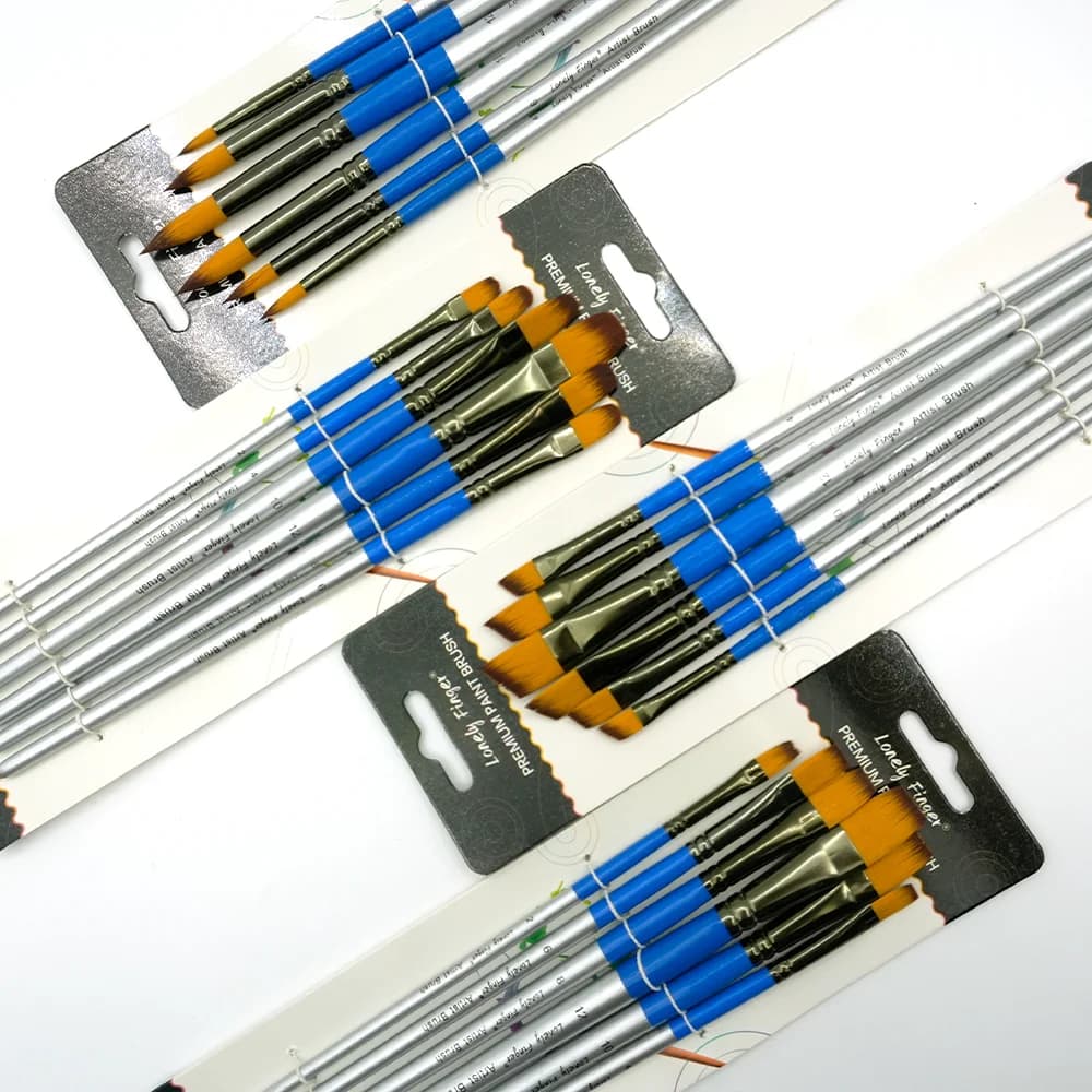 6/24 Paint Brushes Set,Nylon Hair Artist Acrylic Paint Brushes for Acrylic Painting Oil Watercolor,Canvas, Detailing & Rock Pain