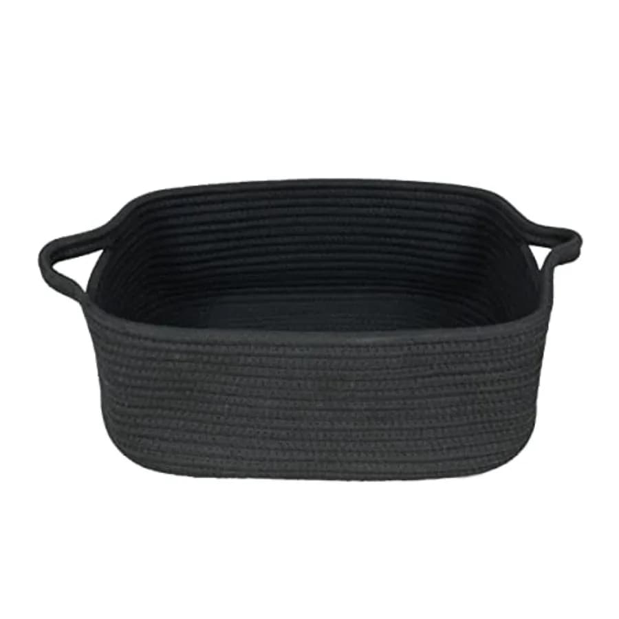 Cesto portaoggetti in corda di cotone intrecciata con manici per organizzare scaffali e armadi, piccolo cesto/scatola decorativa per giocattoli di cani e gatti