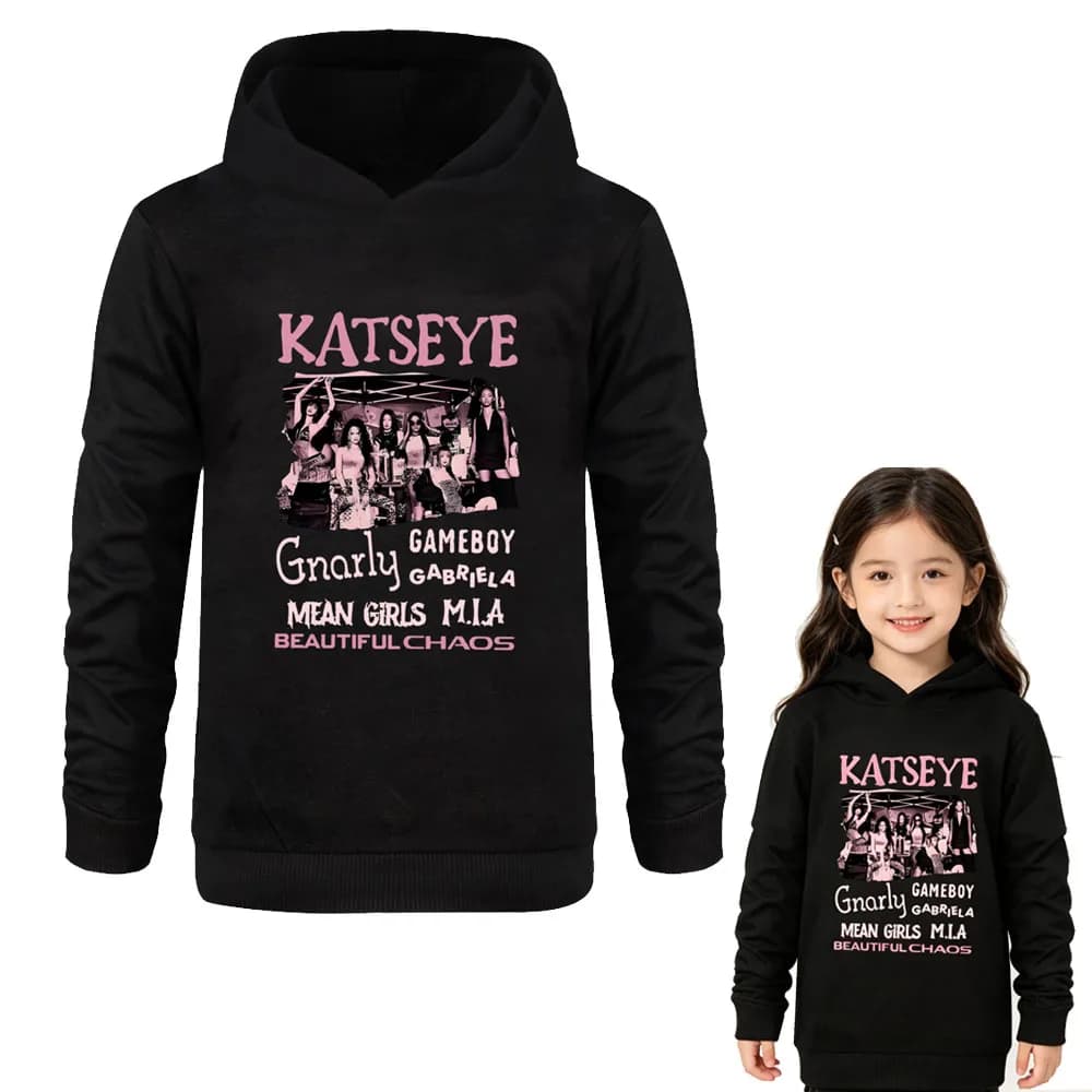 KATSEYE Kids Hoodie Girl Boy Pullover Sweatshirts Katseye Beautiful Chaos Fashion Graphic Long Sleeve Streetwear for Fans