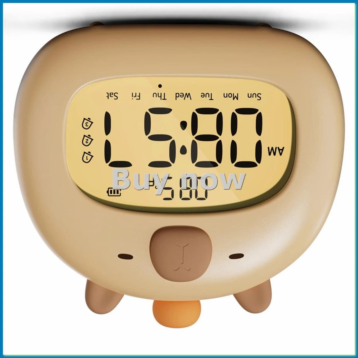 Sveglia per Bambini a Forma di Capibara, Trainer del Sonno per Bambini, Orologio Carino con Luce Notturna Dimmerabile, A-ABLA