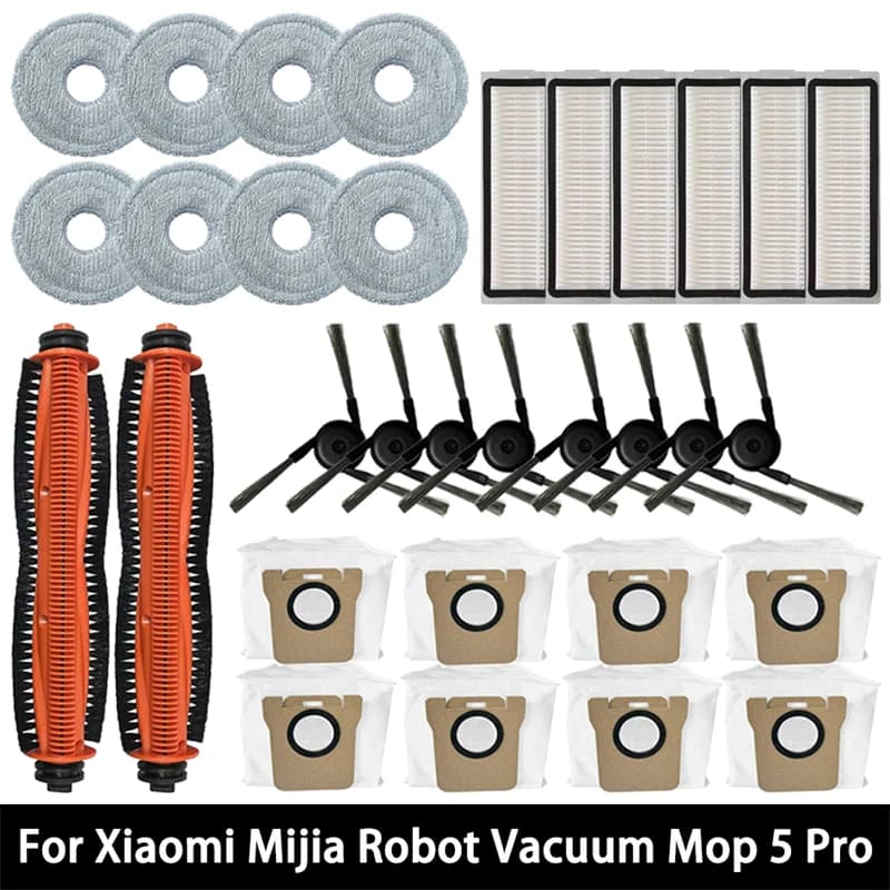 For Xiaomi Mijia Robot Vacuum Mop 5 Pro Spare Parts Consumables Main Side Brush Hepa Filter Mop Cloth Dust Bag Accessories