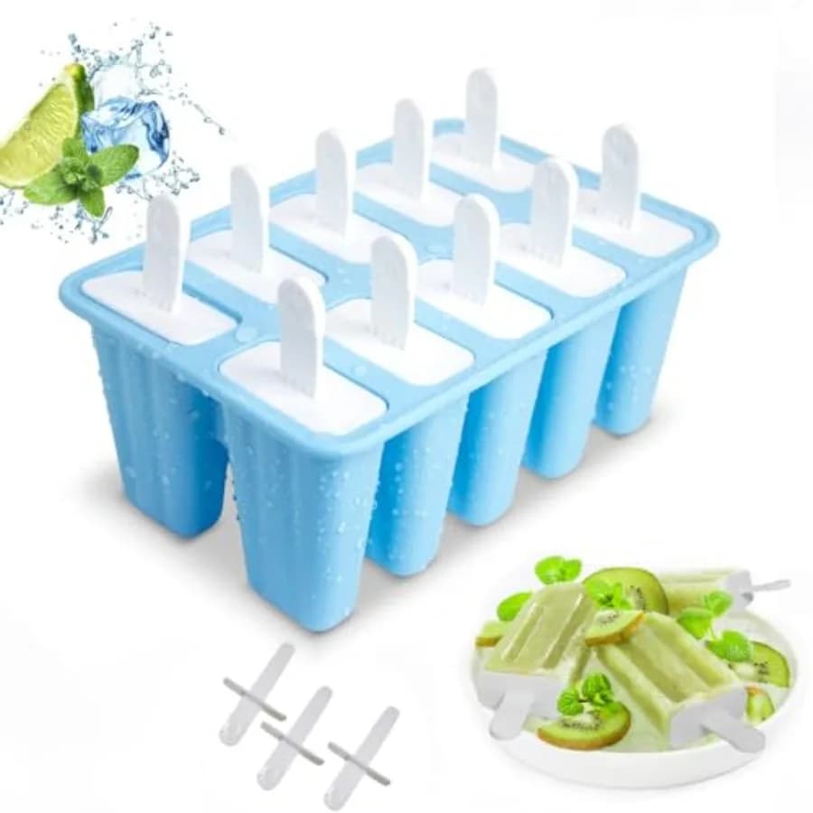 Stampi per ghiaccioli, 10 pezzi, stampi in silicone per ghiaccioli con bastoncini, senza BPA, riutilizzabili, facili da usare, per preparare ghiaccioli.