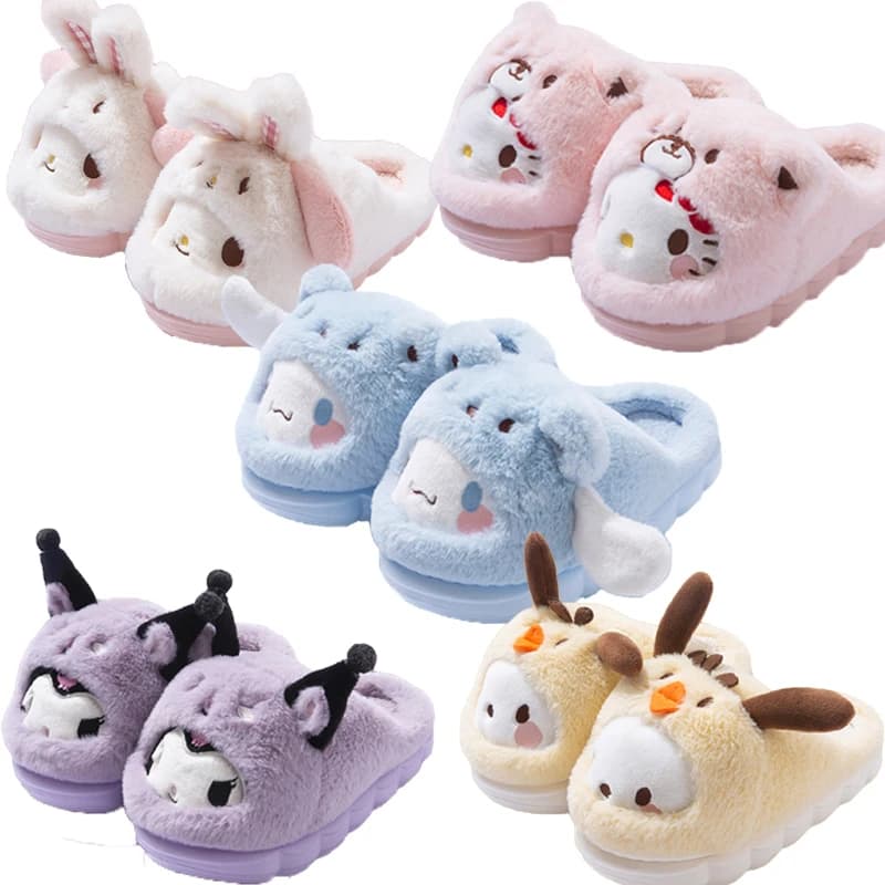 Calde pantofole in cotone autunno/inverno spesse antiscivolo morbide suola comoda simpatiche pantofole da casa per interni Kuromi Kt Cat regalo a sorpresa