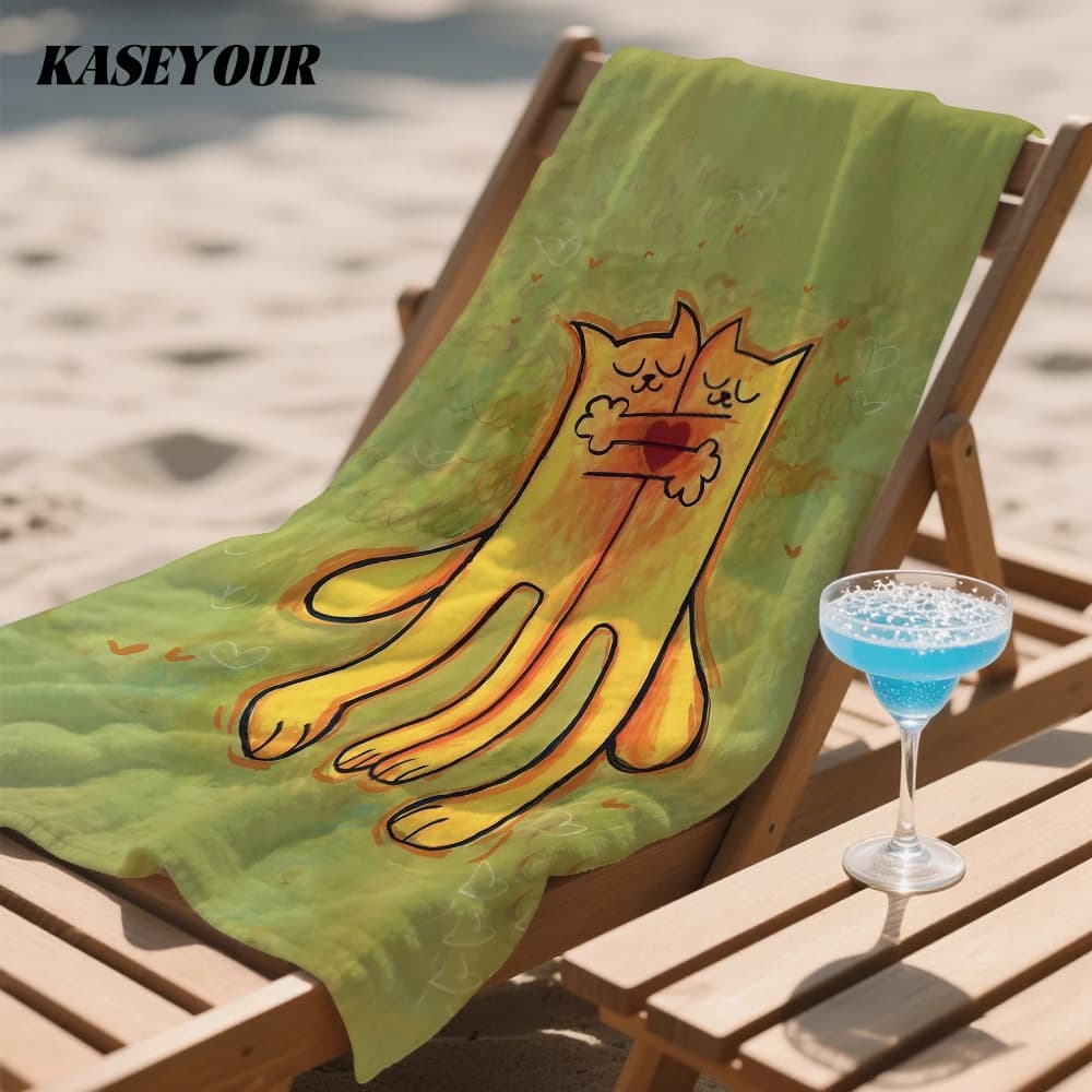 Hugging Orange Cats Compact Travel Beach Towel Super Absorbent Sand Resistant, Microfiber for Swimming Camping Yoga