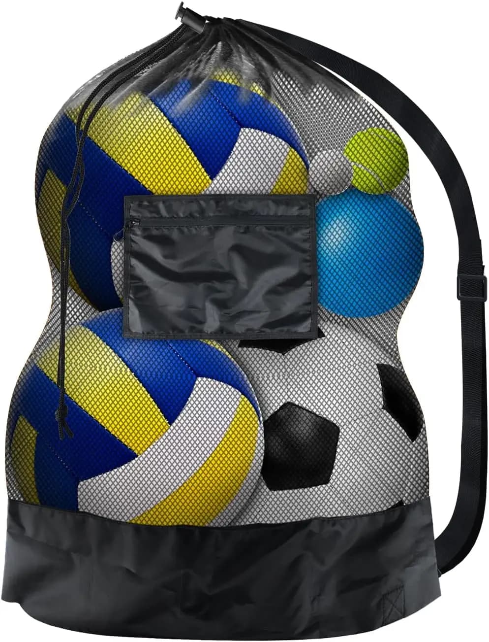 Heavy Duty Drawstring Backpack Mesh Sports Bag for Gym, Beach, Travel, Swimming Gear with Shoulder Strap