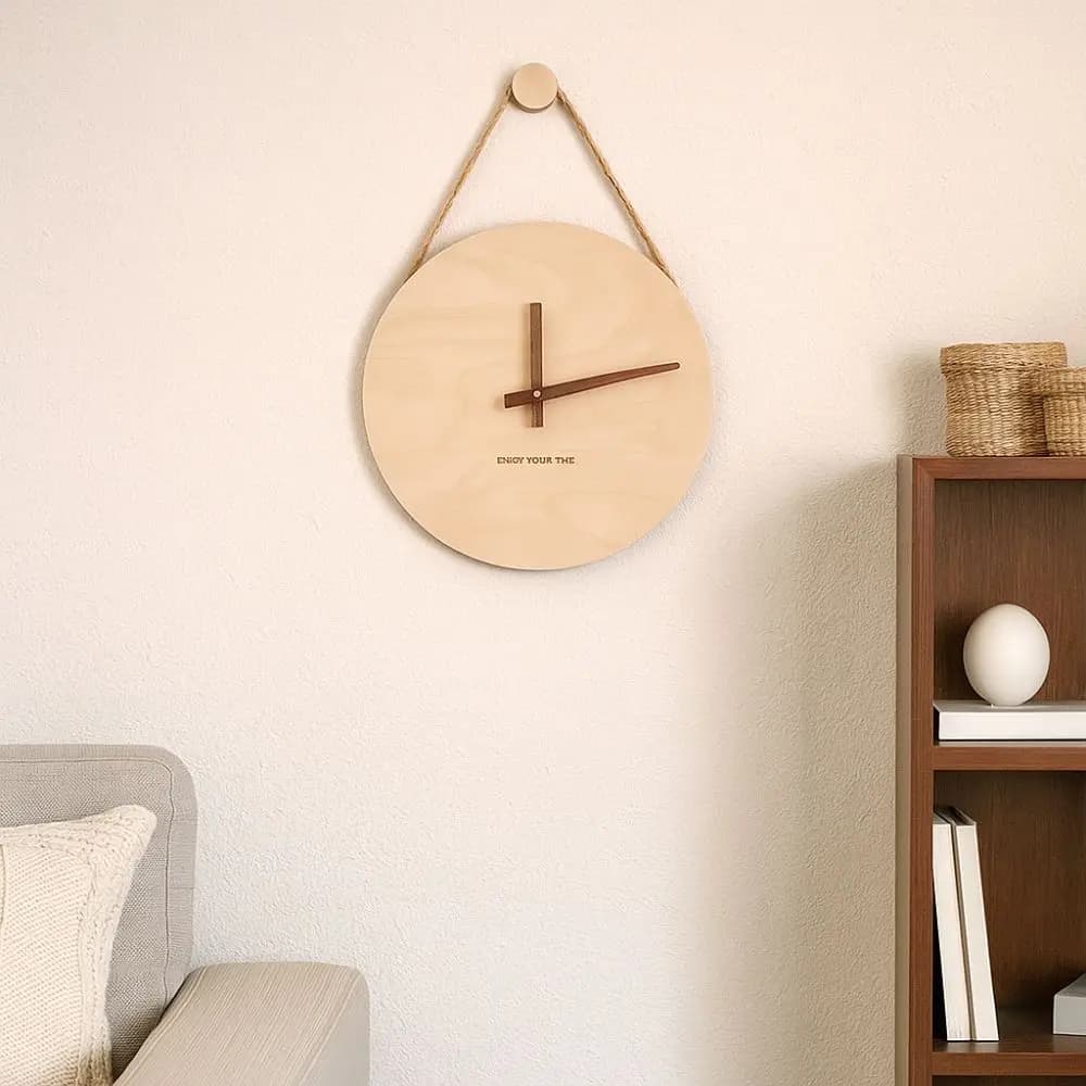 Home Decor Round Solid Wood Clock Hanging Nordic Style Scale Clock Minimalist Wall Clock Wall Decoration