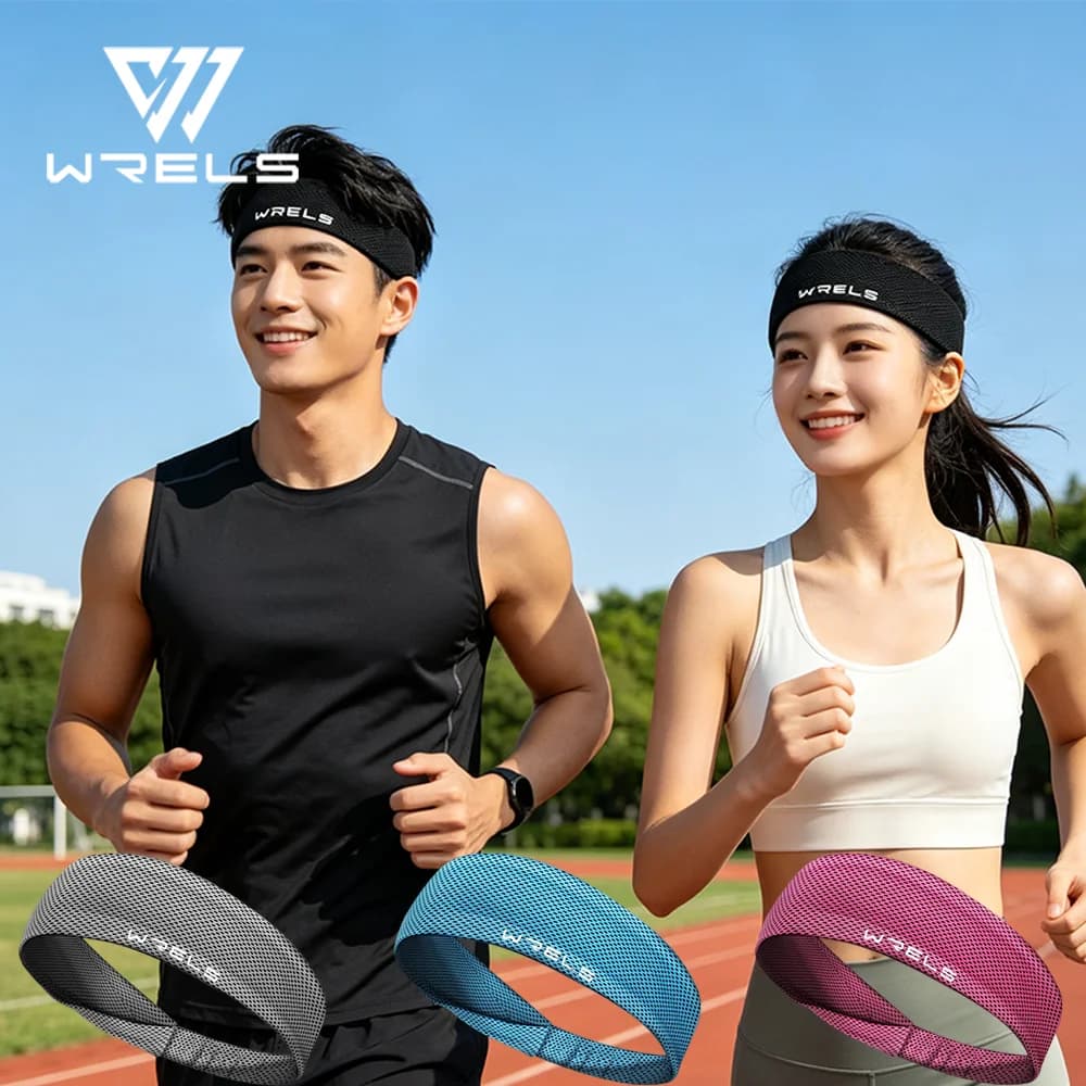 WRELS Sweatbands Sweatproof Sports Headbands Men and Women Moisture-Wicking Running Gym Workout Headband Yoga Tennis Hair Bands