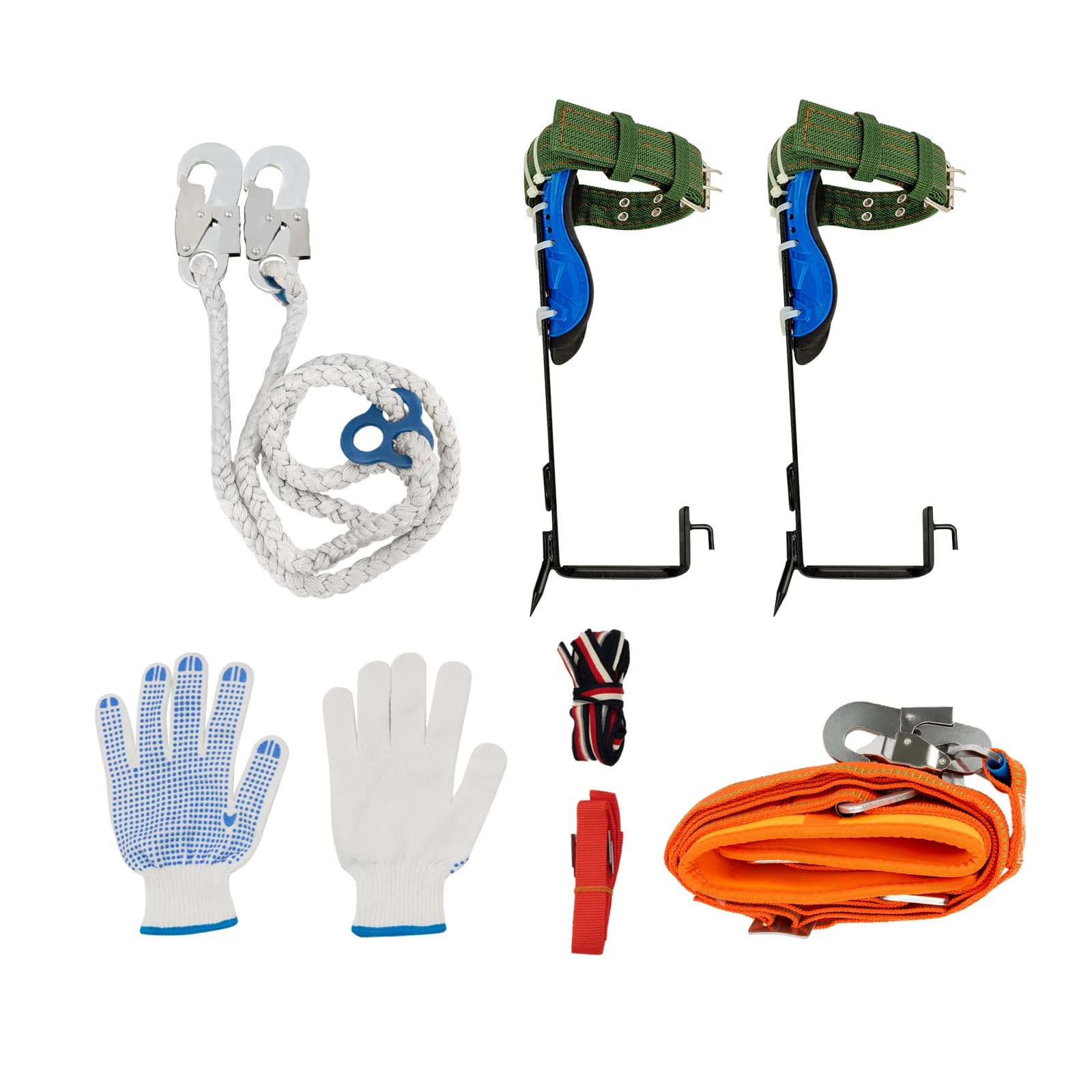 Climbing Tree Shoes Tree Climbing Tool Climbing Spike 2 Teeth Pair Carbon Steel Anti-Slip Pedal Adjustable Straps 100KG Safety Belt Rope Tree Climbing Gear