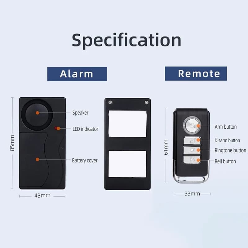 Allarme di vibrazione per porte e finestre con telecomando wireless 110dB Allarme di sicurezza domestica intelligente antifurto con sensore magnetico