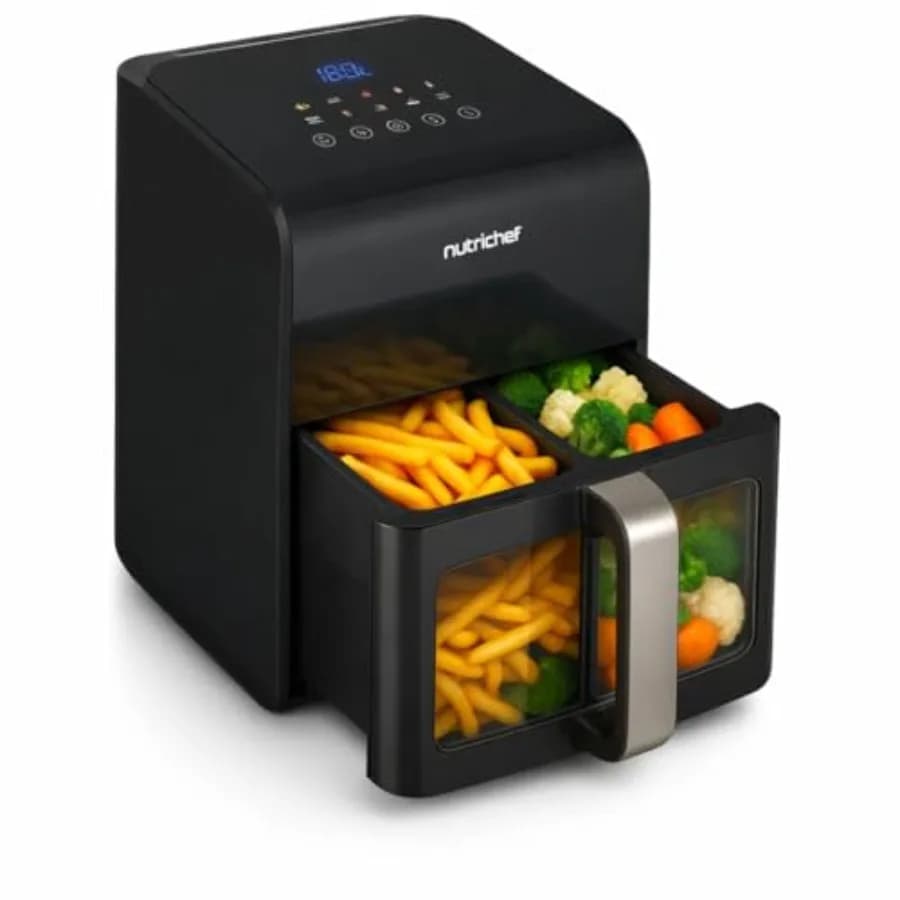 6.3 Liters Electric Air Fryer with 12 Preset Functions, Digital Display and Transparent Window