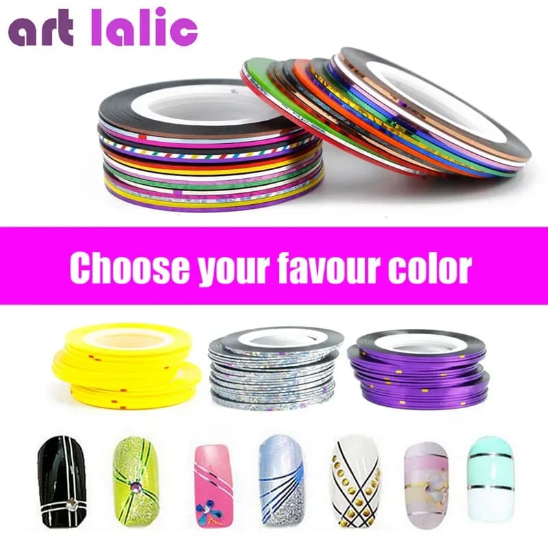 Decalcomanie per adesivi con nastro adesivo per nail art fai-da-te per unghie acriliche in gel UV Smalto glitterato 1 foglio Scegli i tuoi colori
