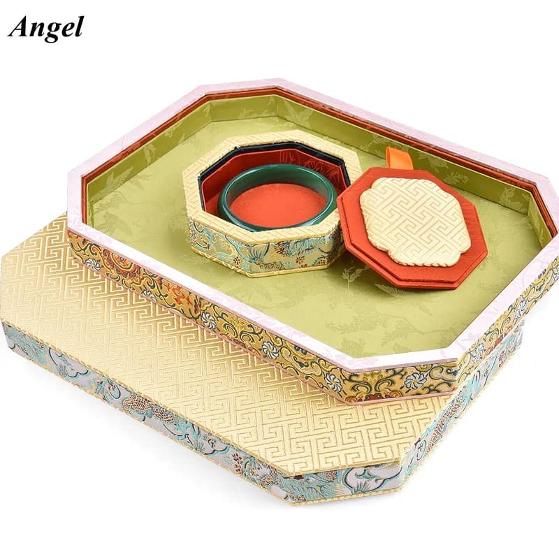 Palace Wind Covers Belt Ribbon Jewelry Tray Display Tile Jewels and Jewels in Jade Storage Box Ring Bracelet Display