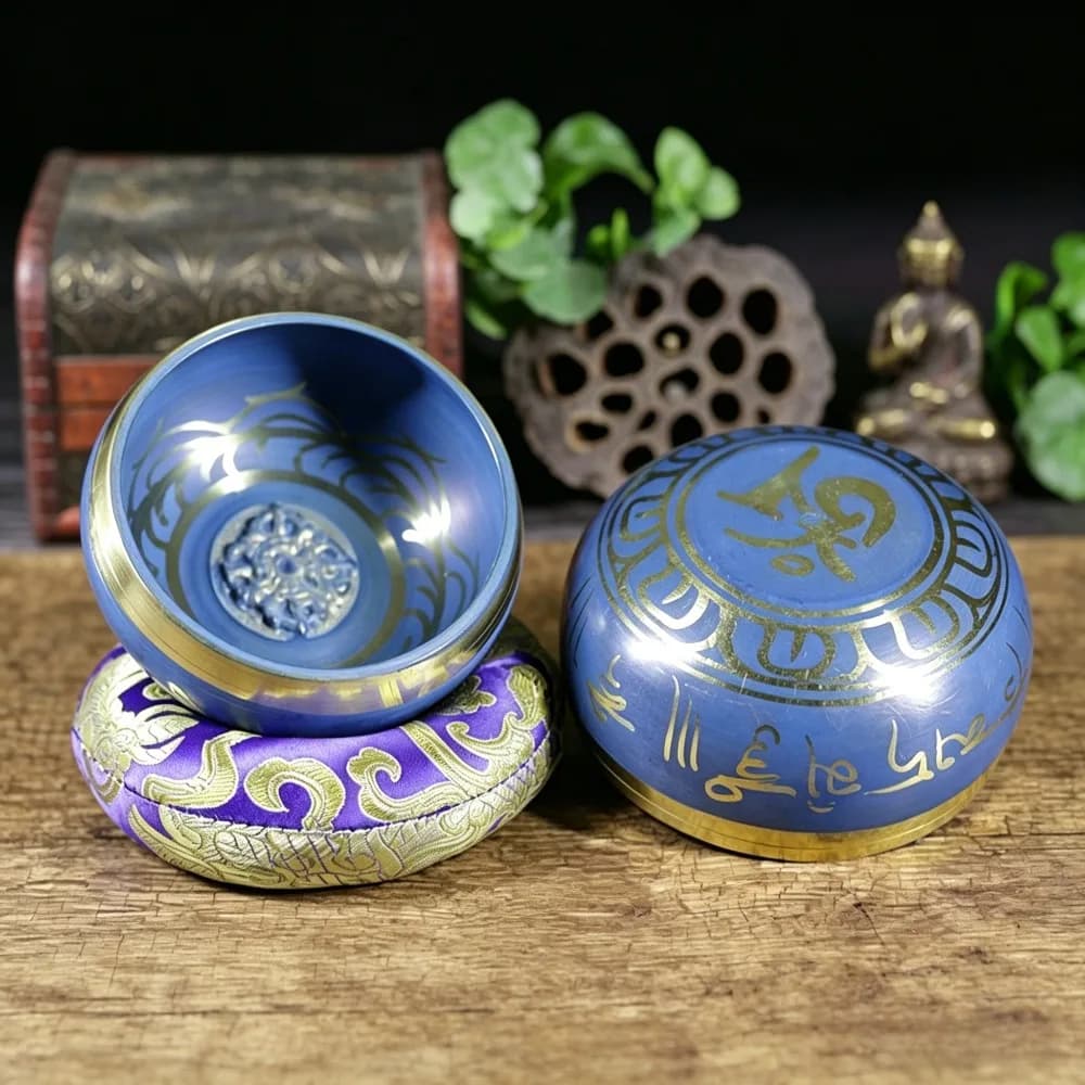 Nepal Handmade Singing Bowl Yoga Meditation Buddhist Bowl Sound Therapy Blue Singing Bowls Percussion Musical Instruments