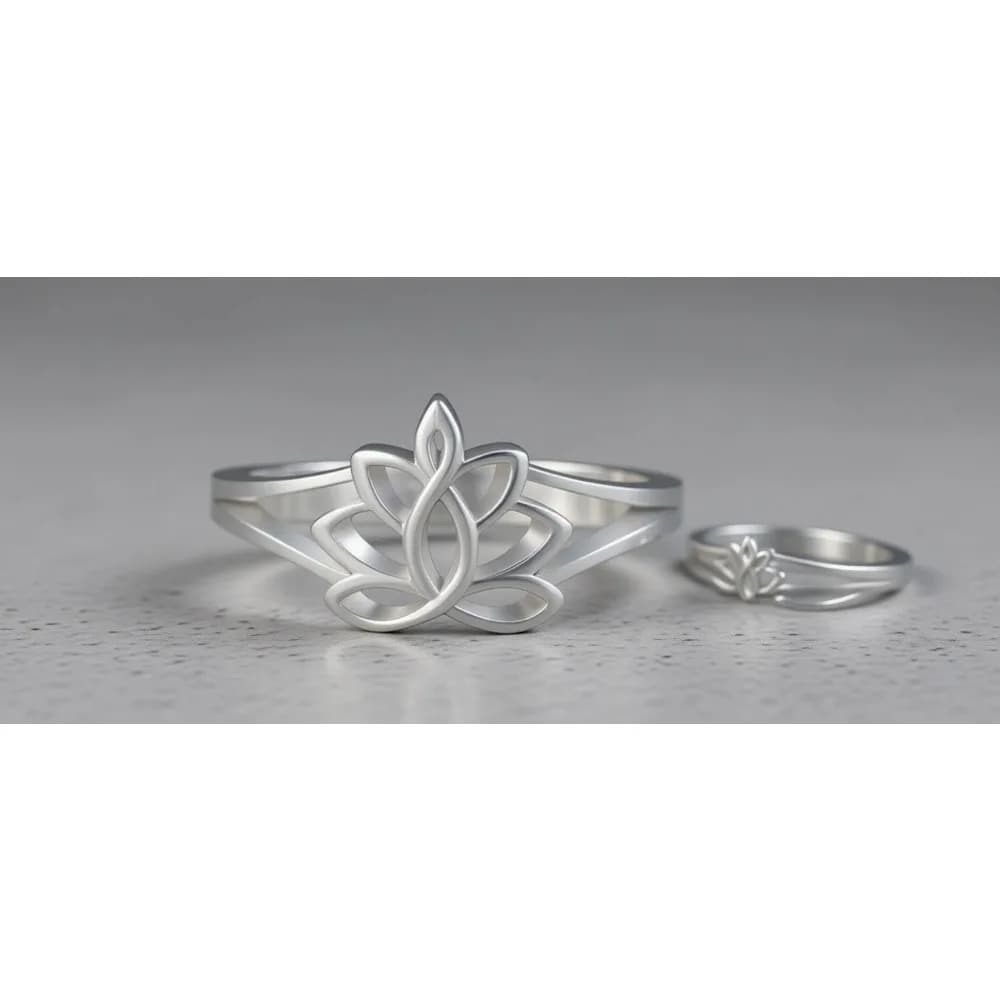 Sterling 925 Silver Lotus Flower Shape Bridal Ring, Elevate polishing, Obsident resistant, Comfortable fit