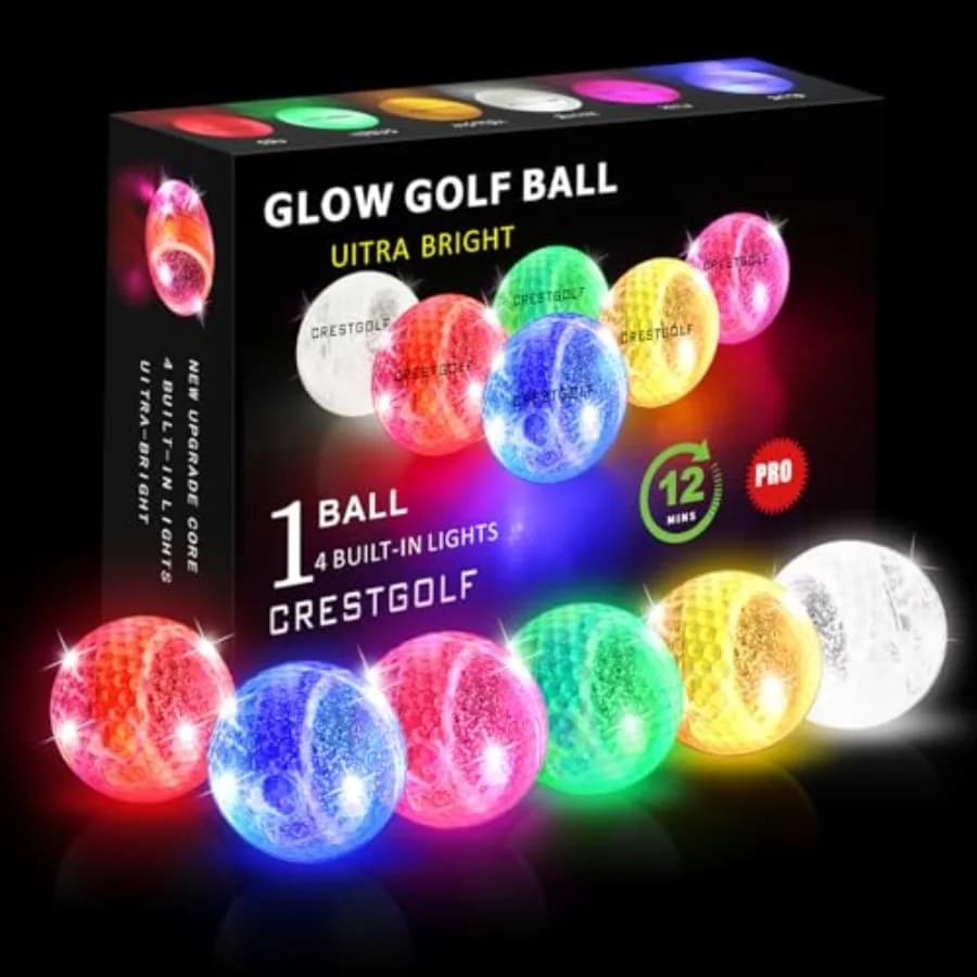 Confezione da 6 palline da golf luminose al buio, palline da golf a LED che si illuminano di notte con timer di ripristino da 12 minuti, set regalo per uomo e donna