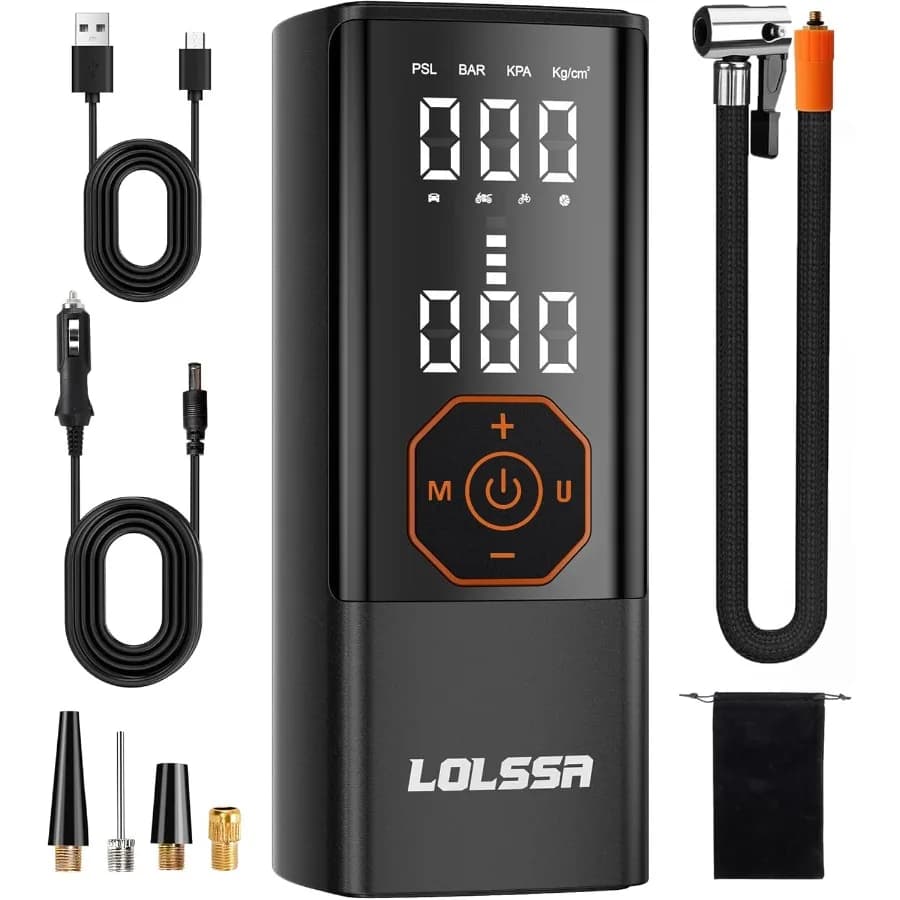 Portable Air Compressor for Car Motorcycle Bike Ball Tire Inflator 150PSI Cordless Electric Air Pump with Built-in Tire Gauge P