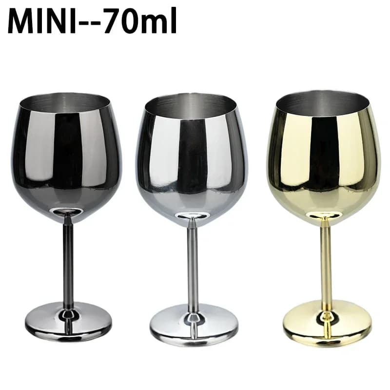 2/4Pcs Mini 70ml Stainless Steel Glass Cocktail Creative Metal Bar Restaurant Champagne Glass Red Wine Glass Barware Cup