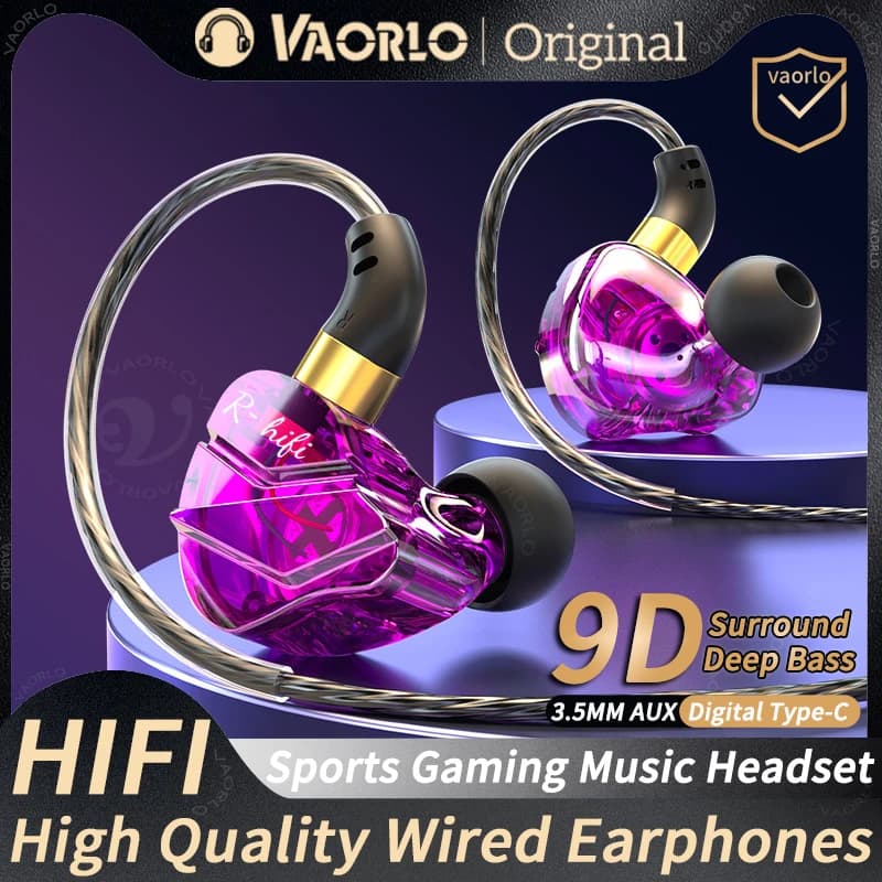 3.5MM AUX/Type-C Digital 9D HIFI Heavy Low Headphones Music Sports Games with Microphone In-ear Wired Headphones for Samsung Android PC