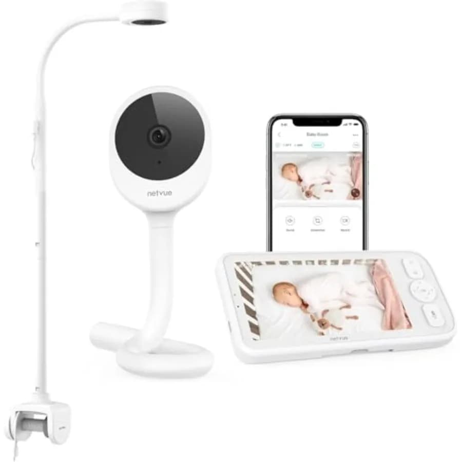 Monitor per Bambini WiFi Smart NETVUE Peekababy con Telecamera 1080P FHD, Display IPS HD da 5 Pollici, Controllo App Intelligente, Audio Bidirezionale e Rilevamento Movimento