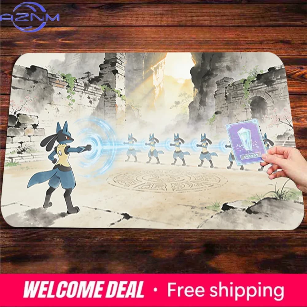 Tappetino da Gioco Lucario TCG Antiscivolo e Lavabile per Giochi di Carte Collezionabili