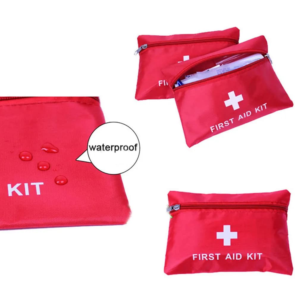 Set di 5 Borse Pronto Soccorso Rosse Compatte, Custodia Portatile per Emergenze Mediche, Kit da Viaggio e Escursionismo