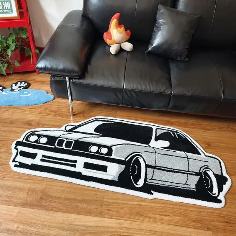 Bedroom Bedside Table Carpet Boys' Room Trendy Retro Car Mat Car enthusiasts Furniture Decoration Boy's Gift Mats Autoteppich