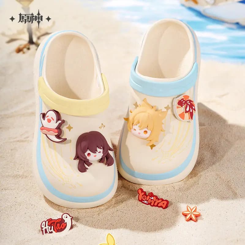 Set Decorativo Ufficiale Genshin Impact per Ciabatte Estive da Spiaggia con Fiori, Personaggi Klee, Hutao, Yoimiya, Furina