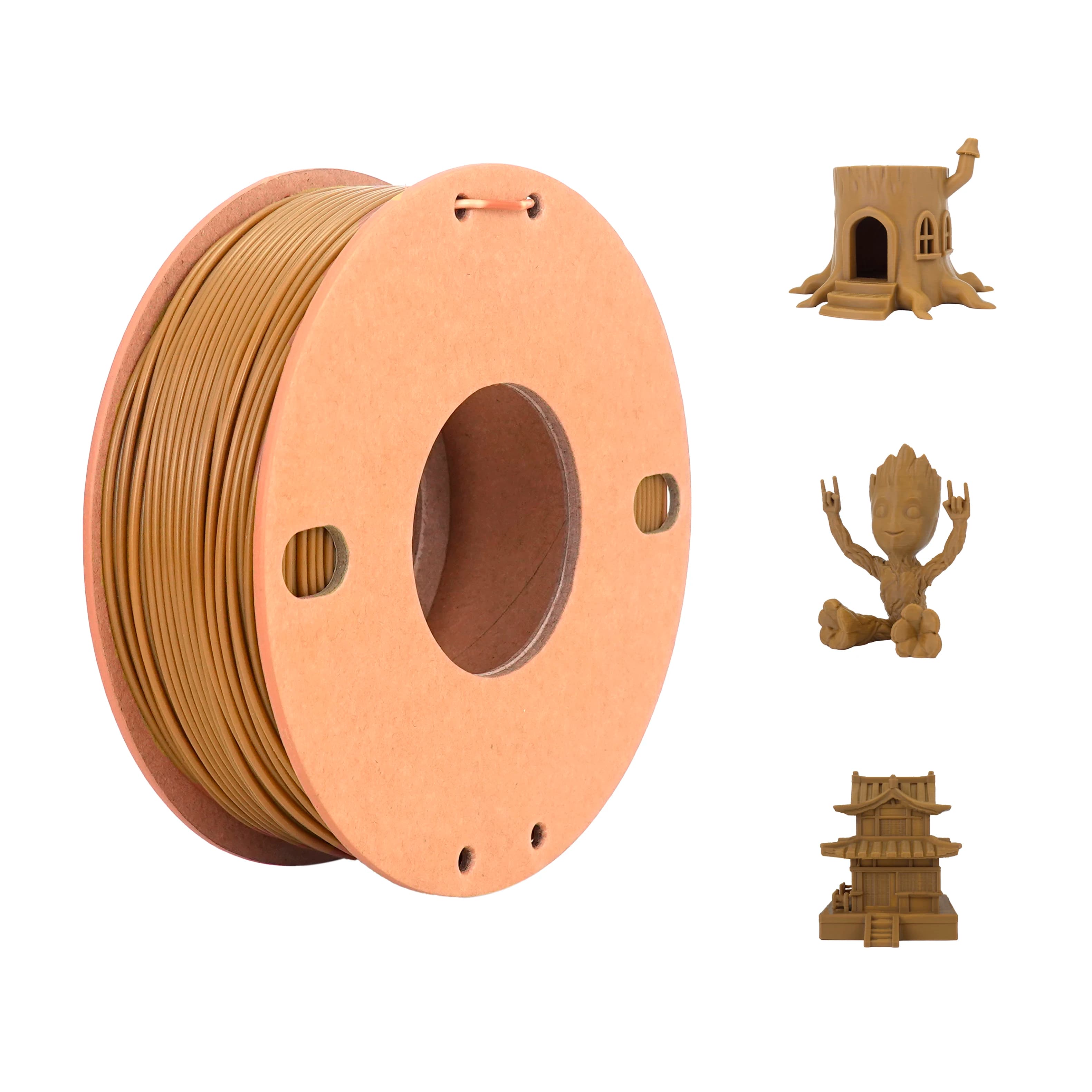 Likesilk Imitation Wood Color PLA F 3D Printing Filament dimensional accuracy 1.75 mm +/- 0.02 mm, PLA F 0.25 kg Teak color