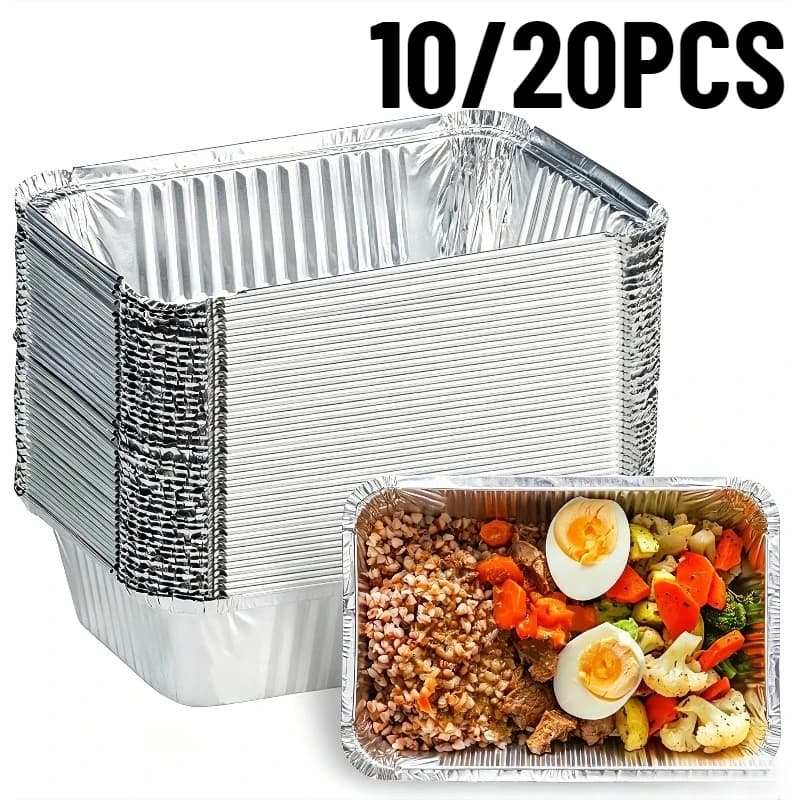 10/20PCS Disposable Aluminum Foil Trays Non-Stick Baking Pans Food Grade BBQ Bowl For Air Fryer Oven Baking Cooking Kitchen Tool