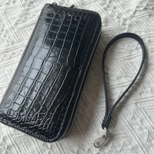 2025 New Crocodile Leather Men's Pouch Wallet Zippered Wallet Bag with Crocodile belly clip genuine leather bag for men 45