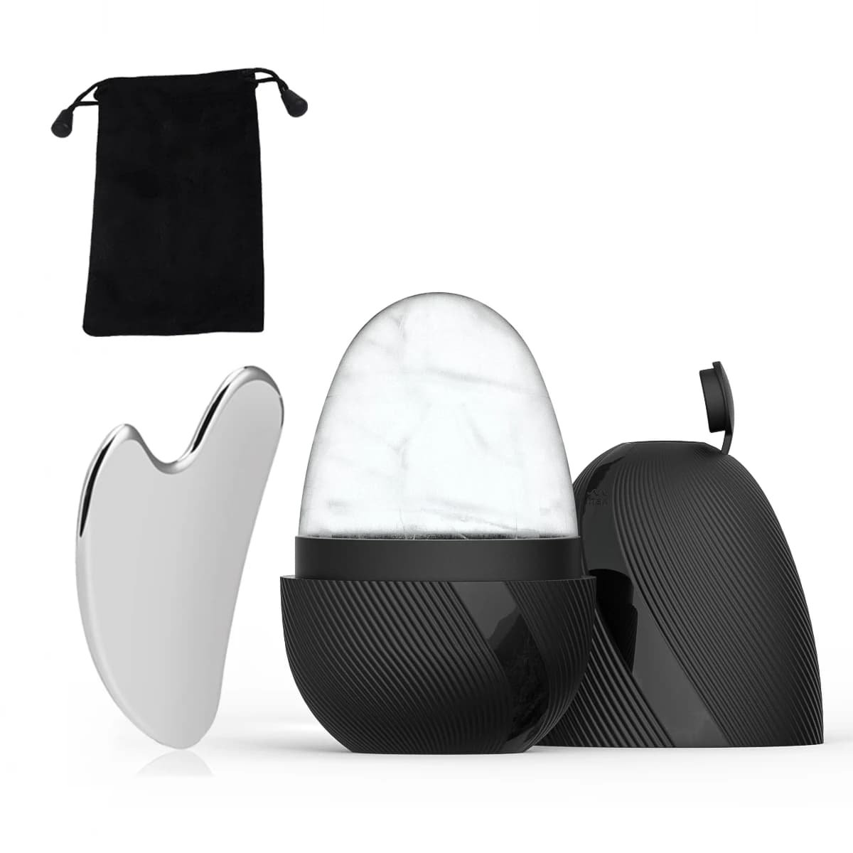 Ice Face Roller and Tool Set Gua Sha Stainless Steel, Face Massage Ice Roller Skin Care Tool Beauty Set Lifting Edge Tool