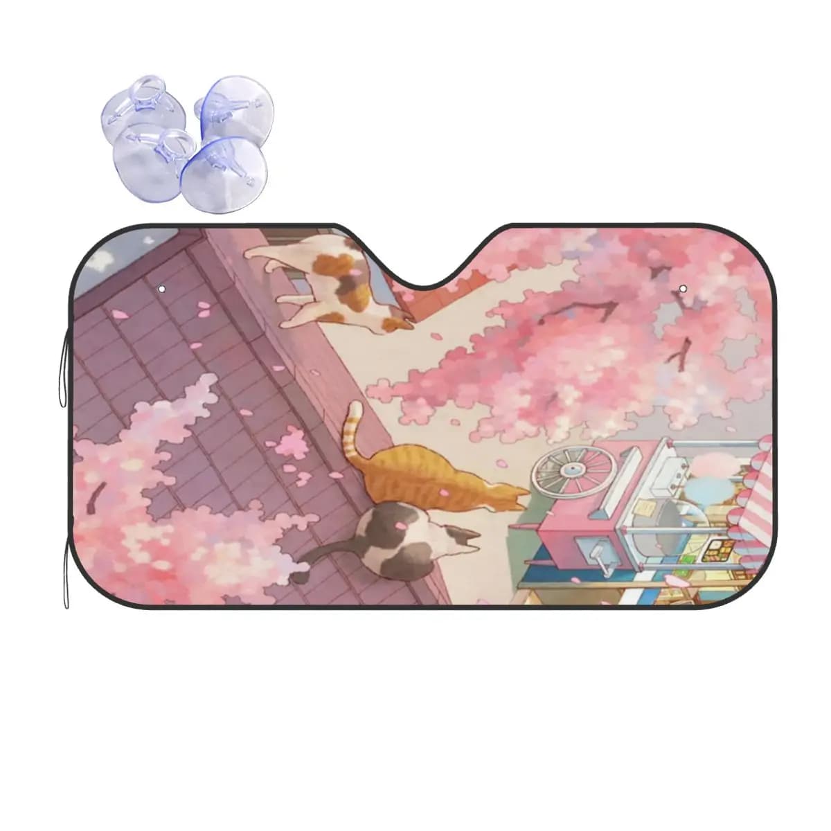 The Cute Cats Pink Cherry Blossom Cartoon (2) Parabrezza parasole Parabrezza anteriore per auto Finestra Visiera parasole Accessori Coperture