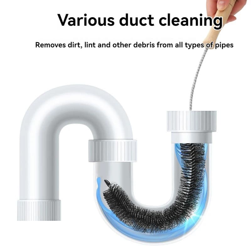 Spazzola Flessibile per Scarichi, Multifunzione per WC, Lavello, Cucina, Bagno, Pulitore per Tubi, Rimuove Ogni Tipo di Ostruzione, Lavaggio Angoli Difficili