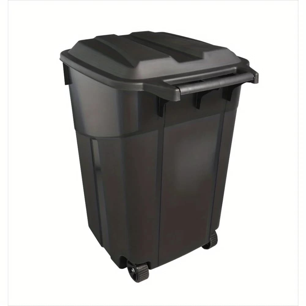 Bel pattumiera in plastica da 45 galloni, robusta e durevole, con ruote per un trasporto fluido, copertura con odore, maniglia di sollevamento e scarico