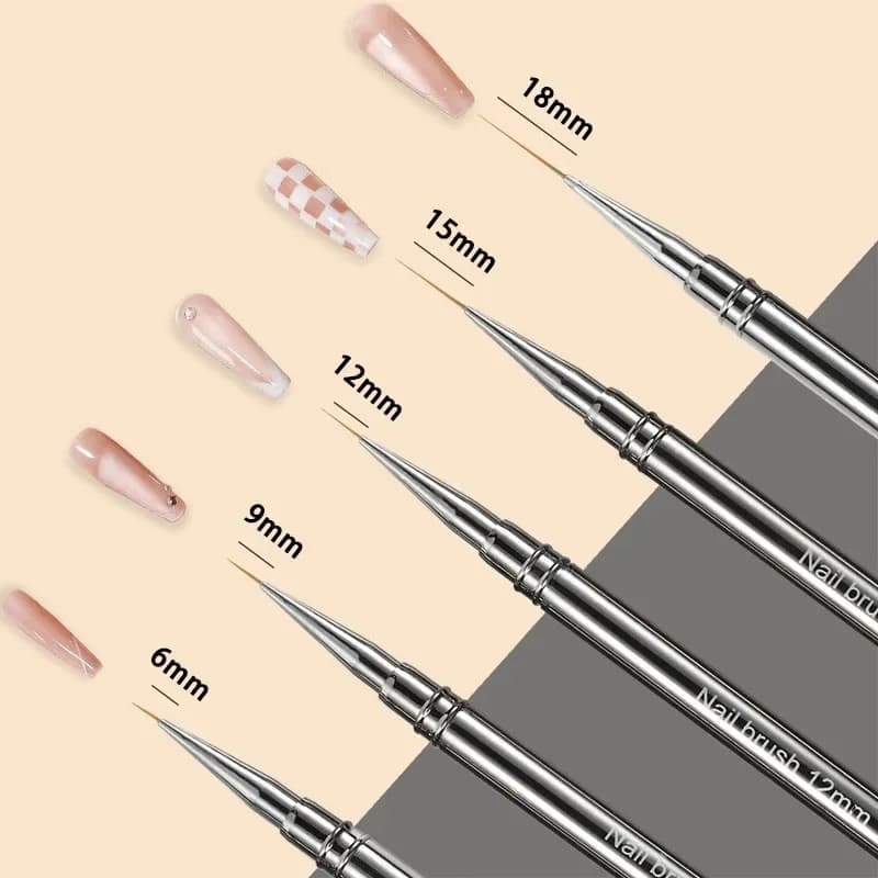 Pennelli per Nail Art, Penne per Disegno Artistico, per Linee Lunghe e Dettagli Sottili, Disegno Fine, Design per Manicure 6/9/12mm
