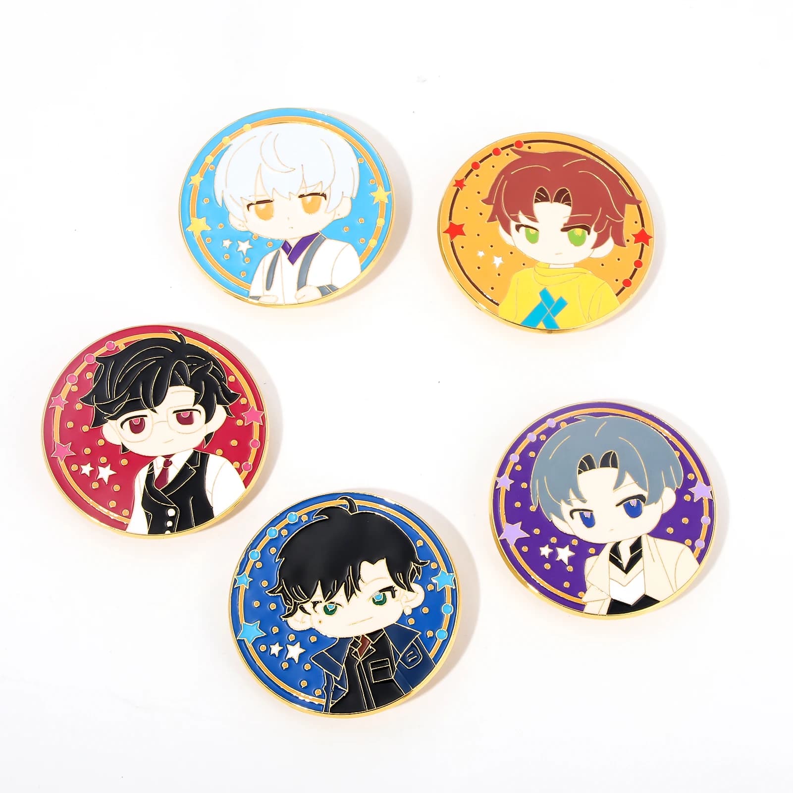 Anime Light and Night smalto spille spilla Osborn Evan Sariel Charlie Jesse Figure Badge spille per donna uomo spilla gioielli