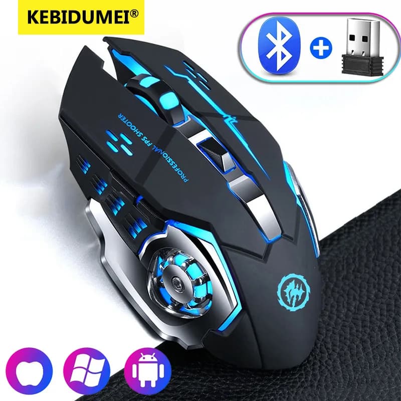 2.4 GHz Bluetooth Gaming Mouse Rechargeable Wireless USB Computer Mouse E-Sport Retroilluminated Mouse PC Game for Computer