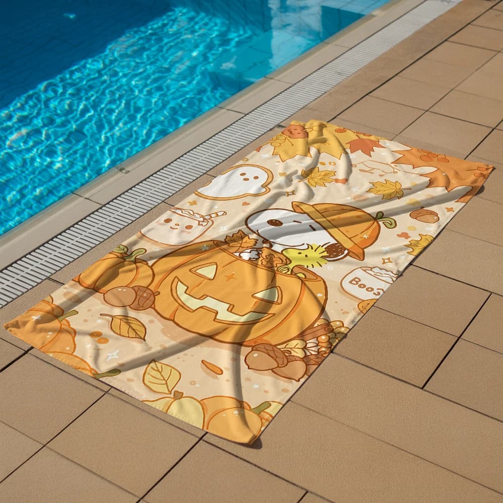 Halloween 2026 New Cute Snoopy Microfiber Quick Dry Beach Towel Cute Cartoon Anime Absorbent Soft Bath Towel for Travel Adult